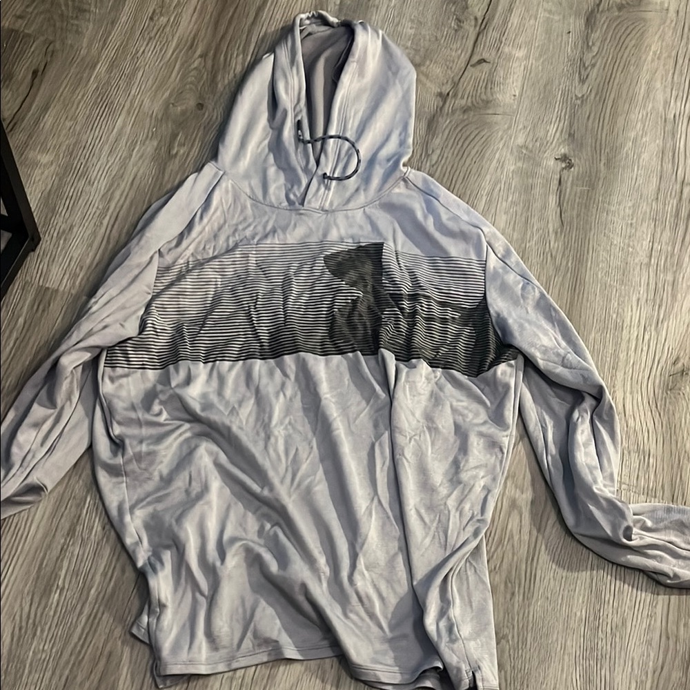 Gray Hooded Long Sleeve Shirt